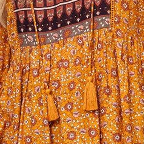 SPORTSGIRL Boho Mustard Long Sleeve Top Blouse - Picture 9 of 9